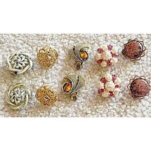 Vintage Earrings Fashion Silver Seed Druzy Avon Retro Beaded Y2K 80s 5 Pc Lot